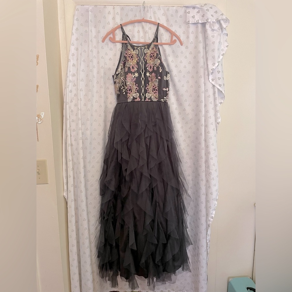Floor length halter top Prom dress